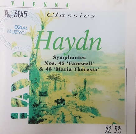 Zdjęcie do HAYDN JOSEPH - Symphonies Nos. 45 'Farewell' &amp; 'Maria Theresia'