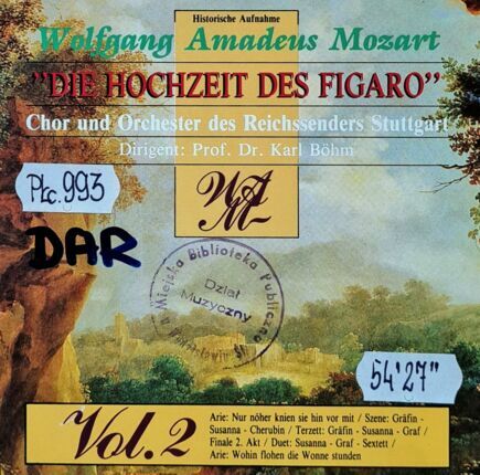 MOZART WOLFGANG AMADEUSZ - Die Hochzeit Des Figaro (Akt 2). Okładka płyty