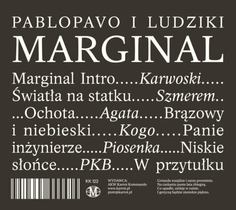 PABLOPAVO I LUDZIKI - Marginal. Okładka płyty