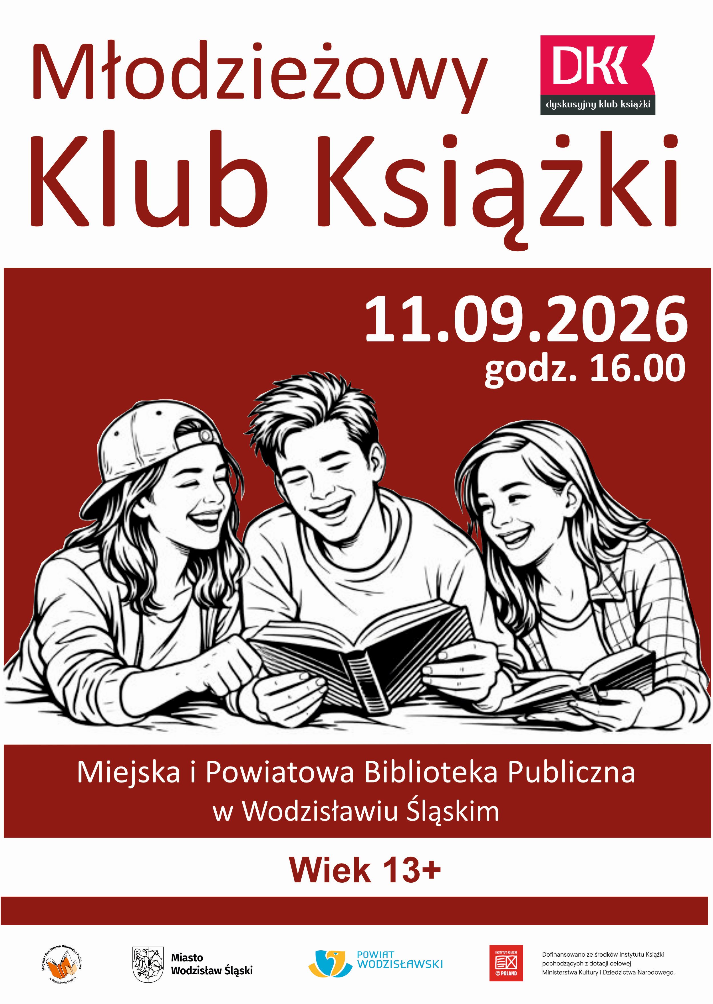 Młodzieżowy Klub Książki - 11 września 2026, godz. 16.00 - plakat