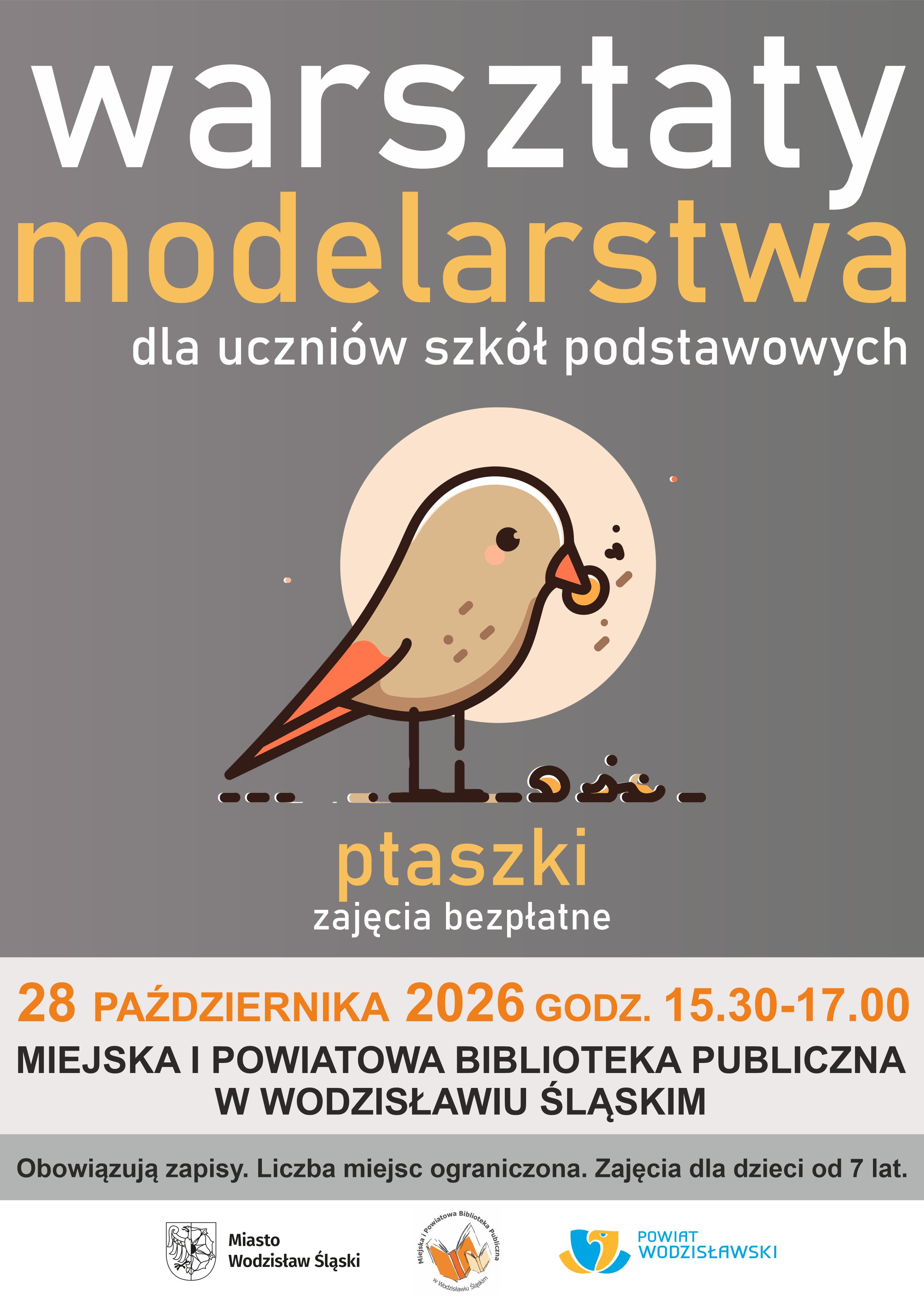 PTASZKI. WARSZTATY MODELARSTWA DLA UCZNI&Oacute;W SZK&Oacute;Ł PODSTAWOWYCH - 29 października 2026, godz. 15.30-17.00