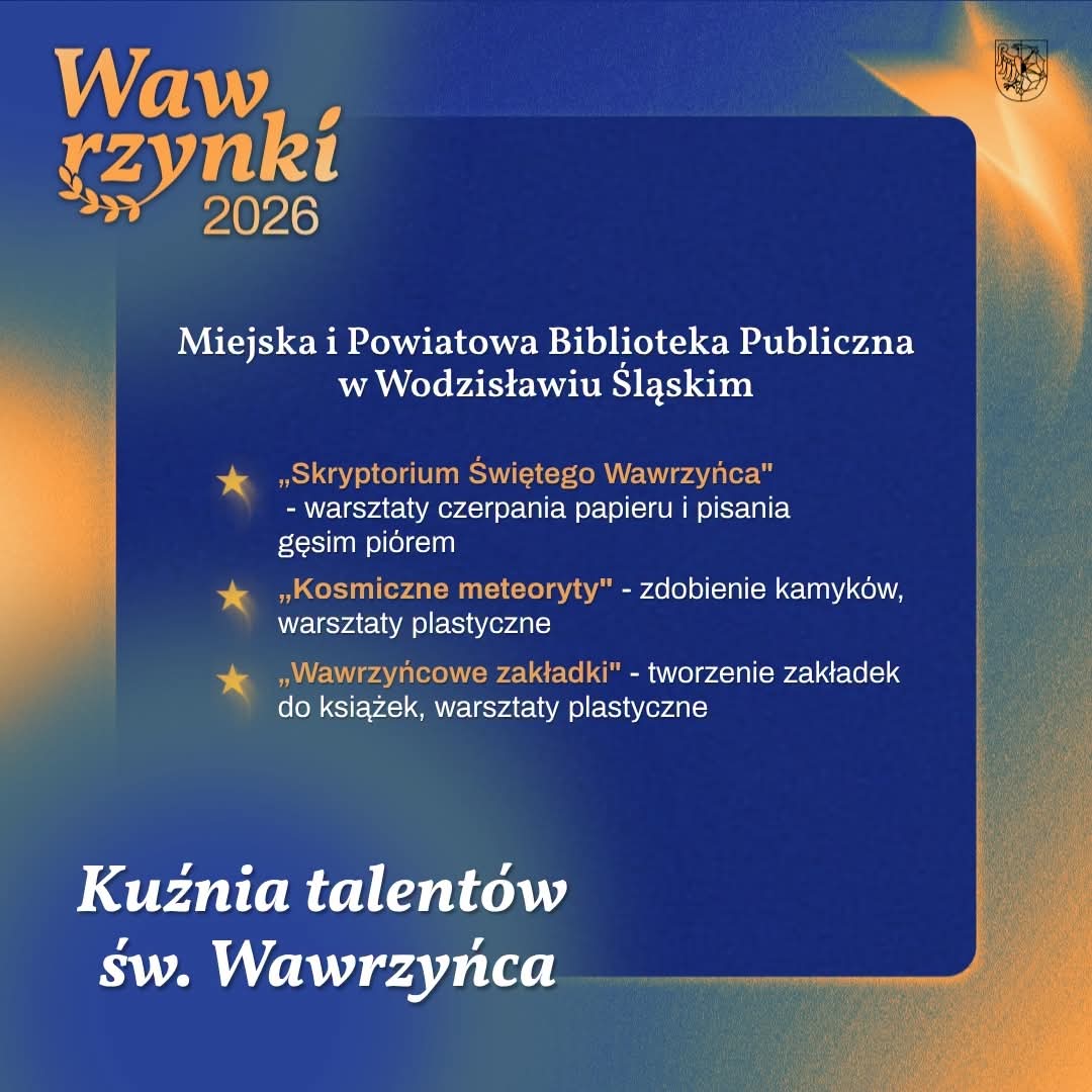Wawrzynki 2026. Lista warsztat&oacute;w organizowanych przez Bibliotekę w&nbsp;Wodzisławiu Śląskim