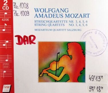 MOZART WOLFGANG AMADEUSZ - String Quartets No. 3, 4, 5, 6. Okładka płyty